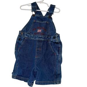 Vtg U.S. Polo Assn. Dark Blue Kids flag short denim Overalls 3T